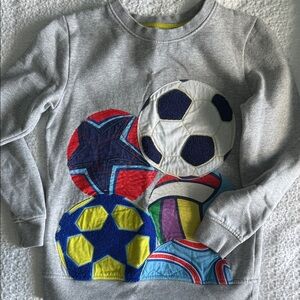 Mini Boden Gray Sweatshirt with Colorful Soccer Balls